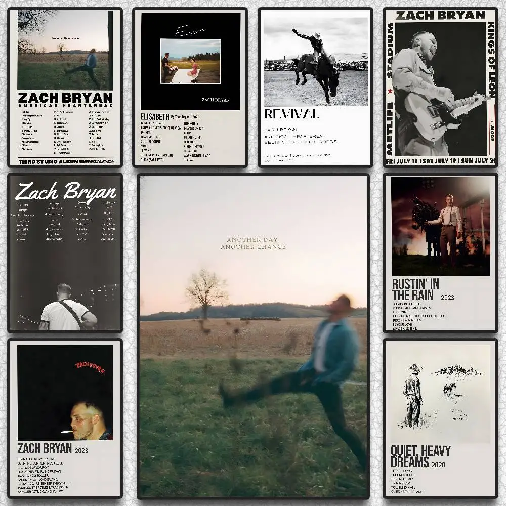 Z-Zach B-Bryan SINGER Poster HD Art Sticky Wall Waterproof Home Living Room Bedroom Aesthetic Decoration