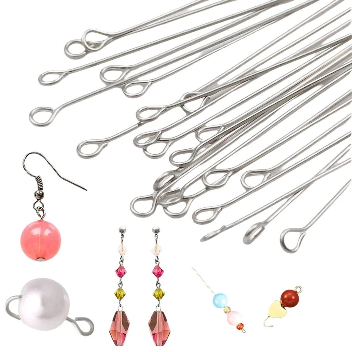 200PCS Mini Metal Wire Eyepins for DIY Craft Beading
