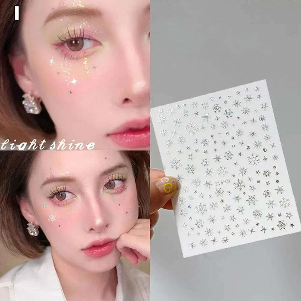 Gesicht Augen Make-Up Aufkleber Diy Augen Gesicht Selbstklebende Make-Up Temporäre Tattoo Schnee Blume Party Make-Up Weihnachten Dekoration