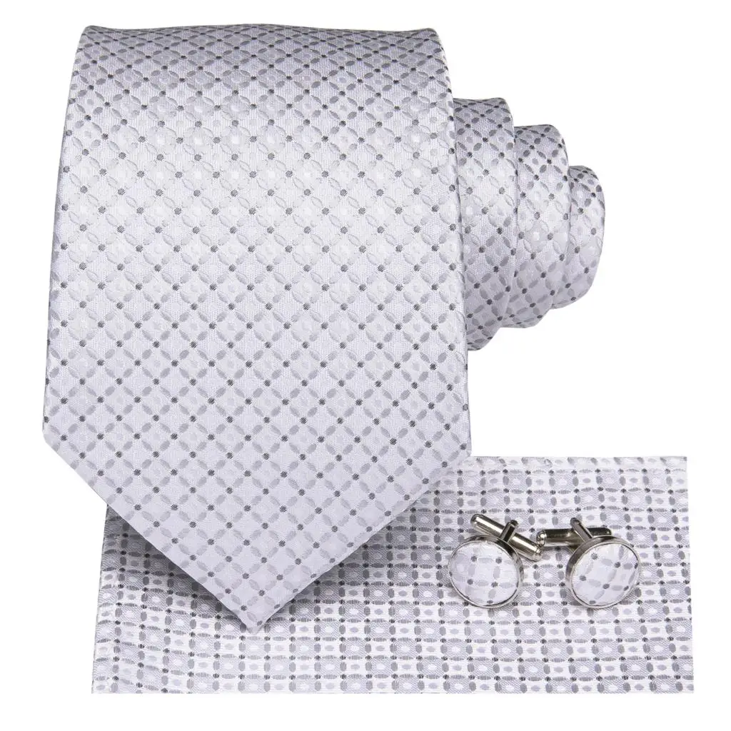 2022 novos homens gravata branco cinza dot hanky abotoaduras conjunto de seda gravata para festa de casamento dos homens de negócios gravata moda