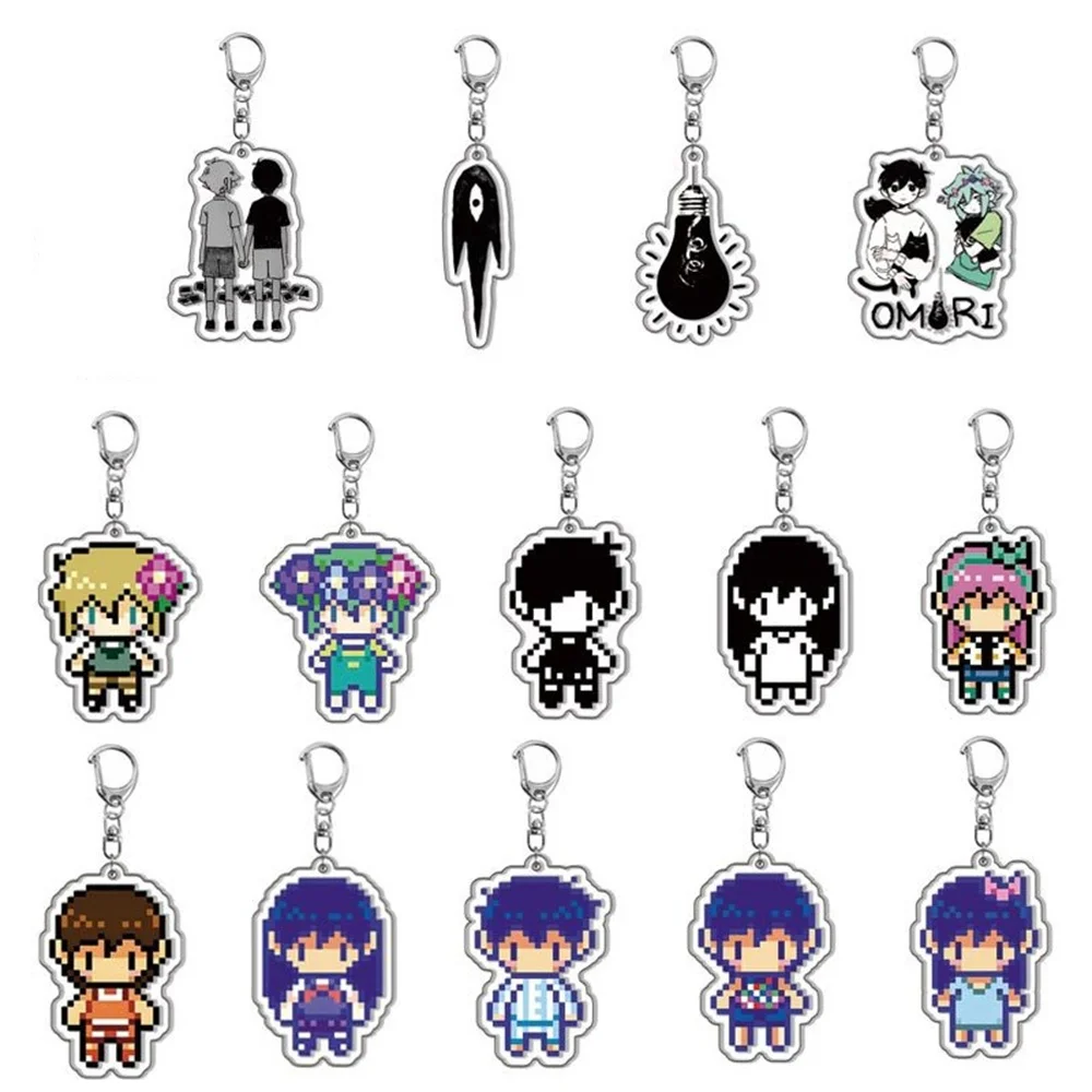 Game Game Omori Pixel Cosplay Costumes Acrylic Keychain Couple Cartoon Figures Keyring Bag Pendant Party Student Christmas Gifts