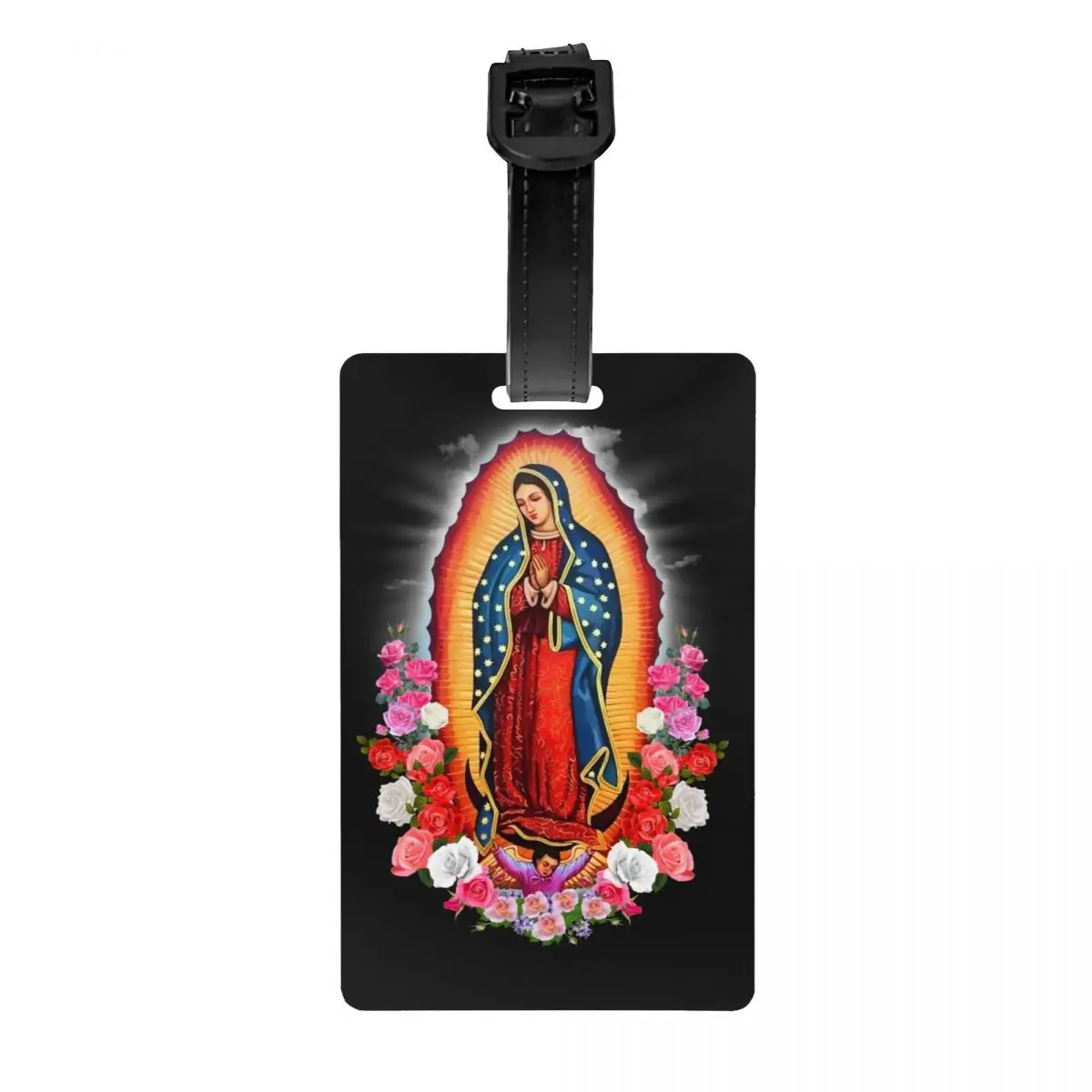 Custom Virgin Mary Of Guadalupe Luggage Tag With Name Card Mexico Catholic Saint Privacy Cover ID Label for Travel Bag Suitcase