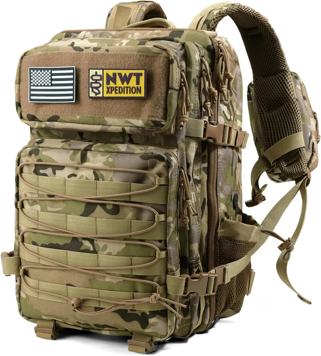 

Military Tactical Backpack, Sturdy Molle Laptop Rucksack for Hiking Camping Travel Fishing Gym Camo