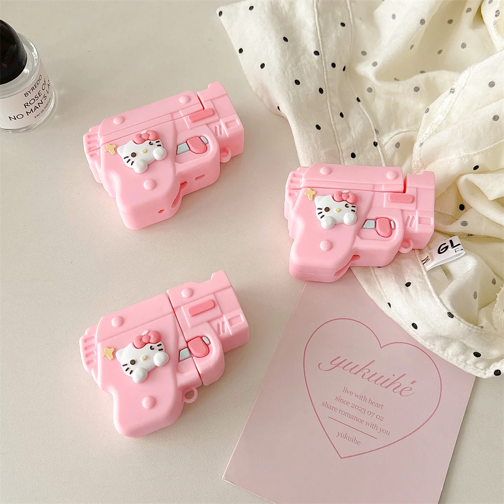 3D Pistol Style Hello Kitty Earphone Cover For Apple AirPods 1 2 3 Generation Airpods Pro/Pro2 Wireless Bluetooth Headphone Case