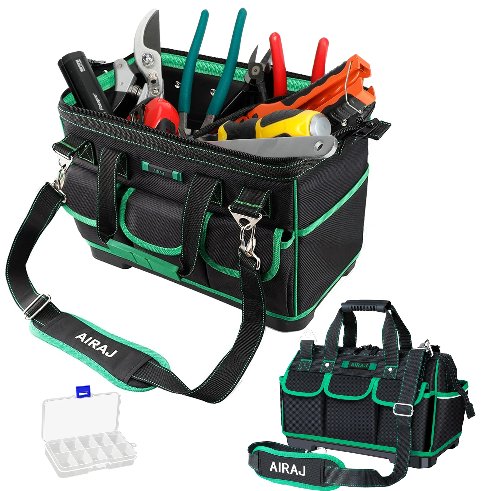 AIRAJ Tool Bag,18 Inch Tools Bag Large for Men Heavy Duty with 14 Pockets,Waterproof Tool Bags Organizer with Hard Bottom