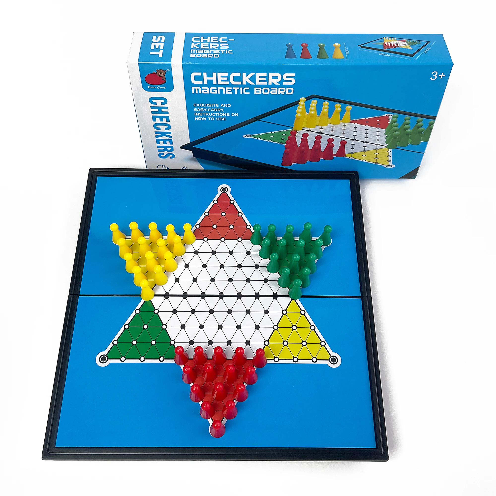 

25x25 Foldable Magnetic Chinese Checkers Board Game Portable Plastic Chessboard Tabletop Travel Outdoor Game Set