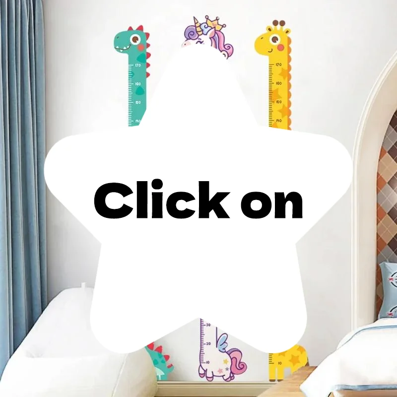 Cute Cartoon Height Sticker Dinosaur Giraffe Wall Measuring Ruler Decal For Kids Room Kindergarten Nursery Decoration Supply
