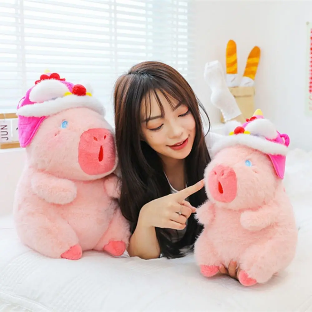 Chapéu de dança de leão capibara brinquedos de pelúcia cabelo longo rosa capivara capibara anime brinquedo fofo simulação bonito rosa capibara boneca de pelúcia