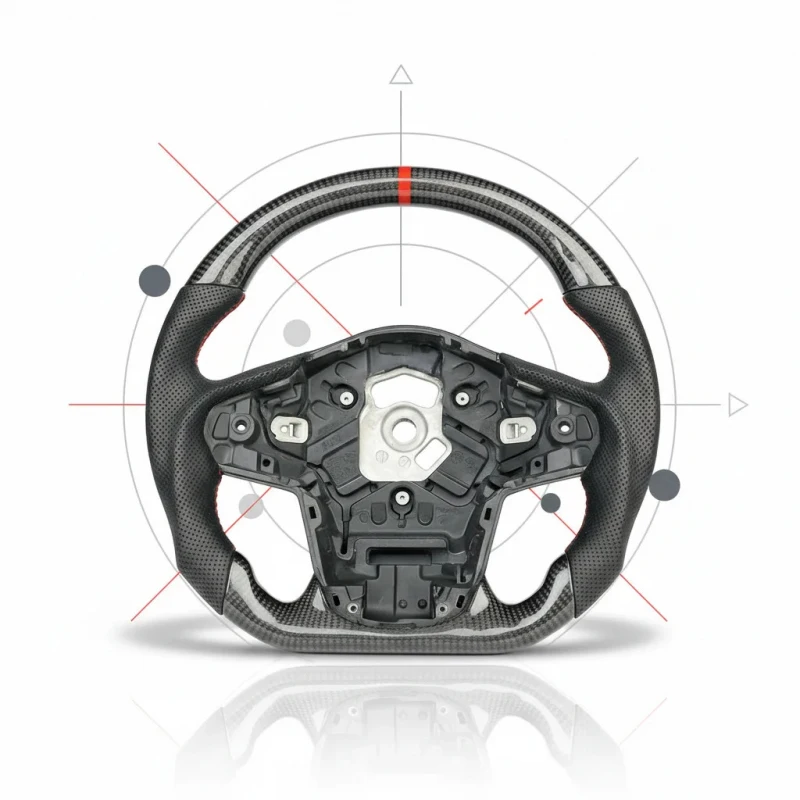 

Volant En Fibre De Carbone Sports Steering Wheel for Camry Corolla RAV4 Avalon Real Carbon Fiber PU Leather Black Peorated