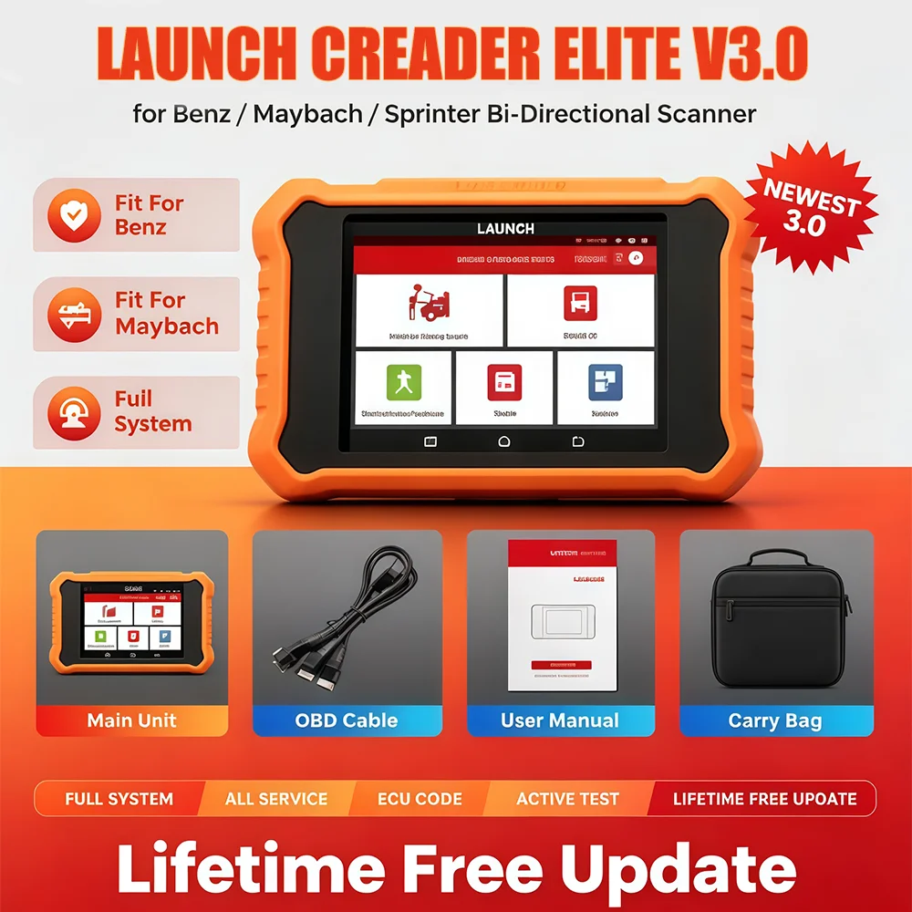 LAUNCH Creader Elite V3.0 OBD2 Scanner Car Diagnostic Tool Full System Scan Tool for Benz for BMW for Honda for Toyota for JLR