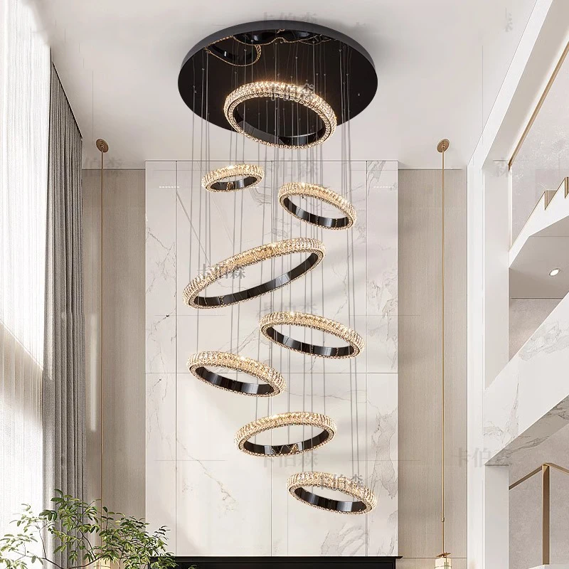 Modern home decoration crystal chandelier, stair Pendant lamp, living room Pendant lights, interior lighting