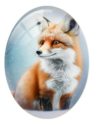 10pcs/lot Christmas X-mas Hedgehog Polar Bear Fox Cat Winter Oval Photo Glass Cabochon Flatback Demo Cameo Diy Jewelry Making view 3