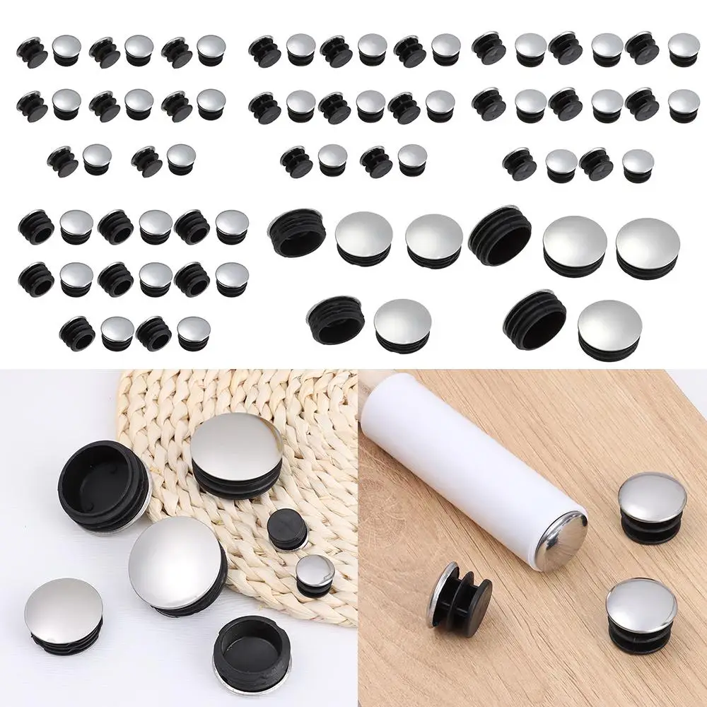 

5/10Pcs Round Stainless Steel Non-slip Furniture Tube Dust Cover Furniture Leg Plug Tube Pipe Blanking Insert End Cap