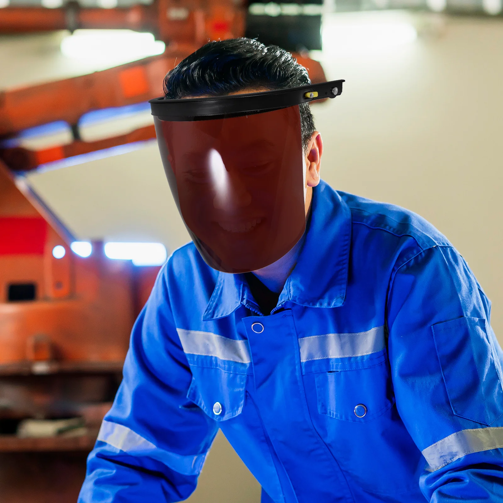 Escudo antisalpicaduras, cara completa marrón, resistente a impactos, a prueba de calor, protector de molienda de soldadura, máscara facial de seguridad reutilizable para