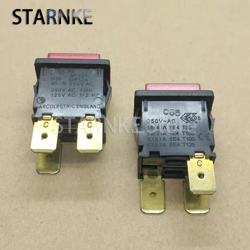 1PCS Vacuum Cleaner Square Power Switch Accessories Self Locking Push Button With Light 3Pins