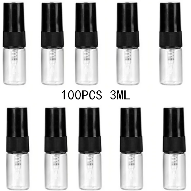 10/50/100PCS 3ML Black Empty Refillable Bottle Portable Glas