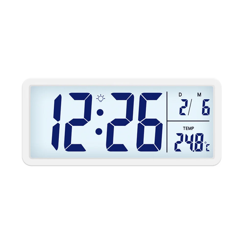 LCD Digital Wall Clock Large Screen Temperature Humidity Meter Modern Household Decor Desk Standing Timepiece