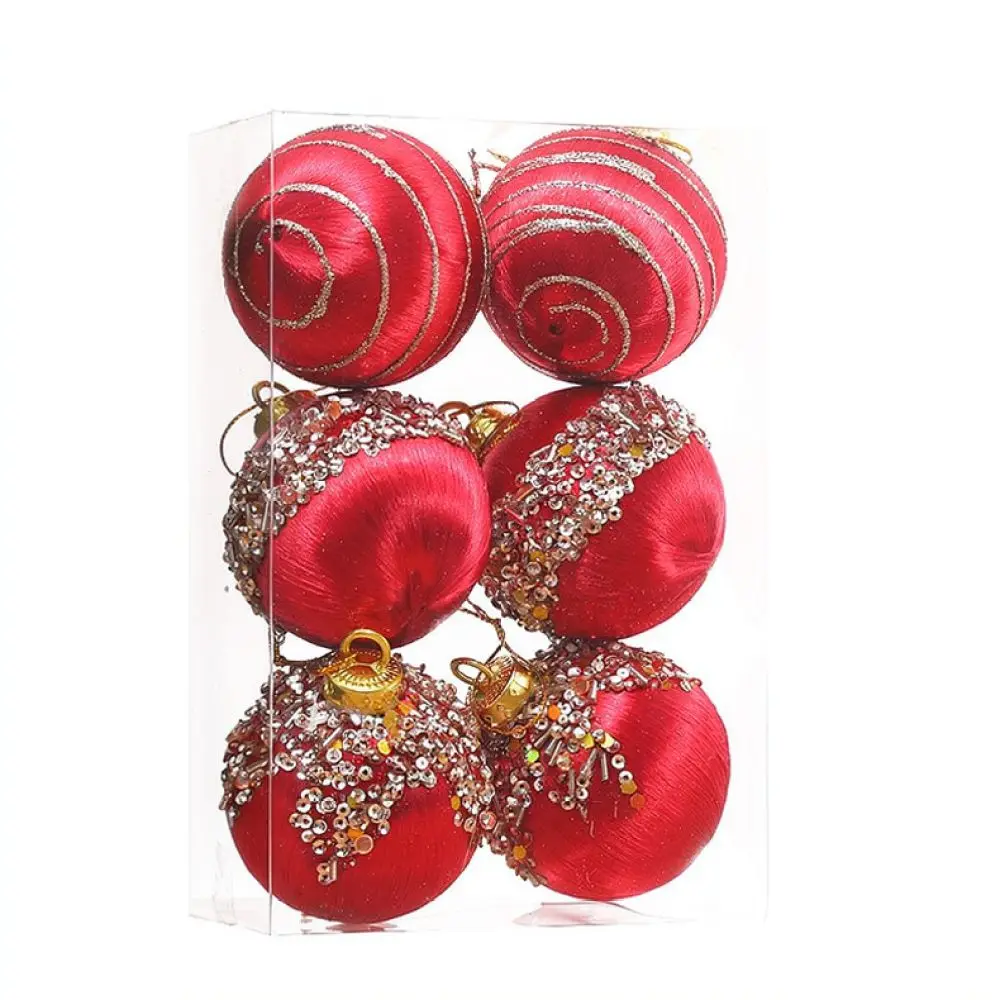 Decorative Christmas Tree Spheres Woven Thread Baubles Hanging Ornaments For Festive Holiday Party Atmosphere