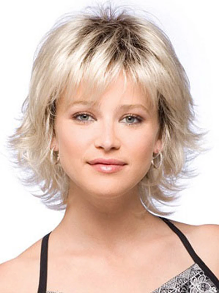 

Chin Length Capless Synthetic Hair full Layered Wig 10 Inches Wigs Short Bob Wig For White Women