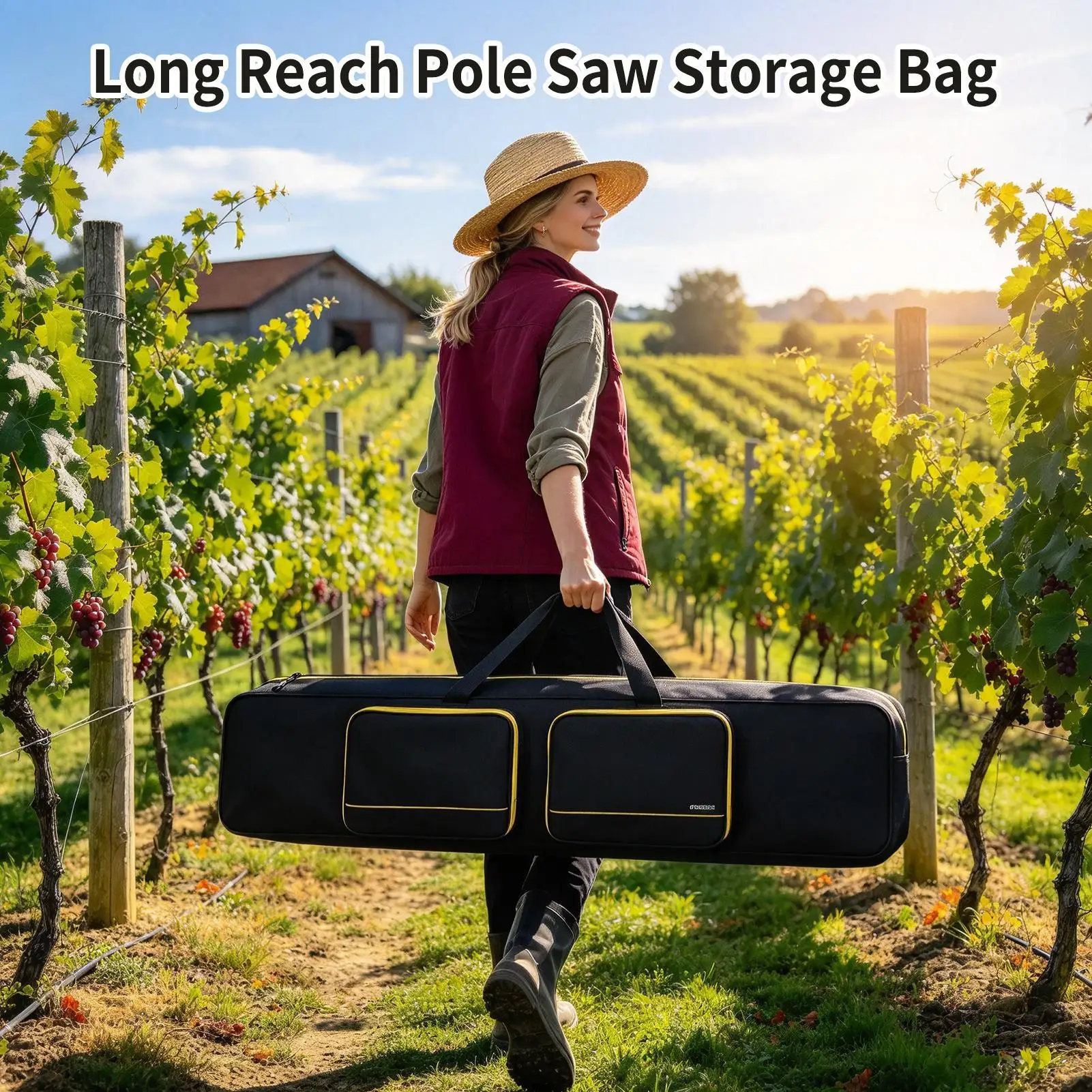 Pole Saw Bag 60-Inch Large Capacity Padded Carrier Pole Saw Carry Case For Backyard Trimming Orchard Upkeep Ranch Chores Home