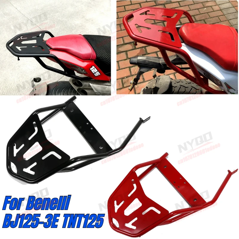 BJ125 3E Negro/Rojo, Caja Trasera, Baúl, Portaequipajes para Motocicleta Benelli TNT 125, Accesorios