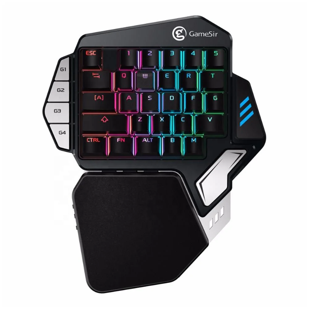 Single Hand Gaming Mechanical Keyboard Battle Dock Consoles with RGB light for Mobile and PC