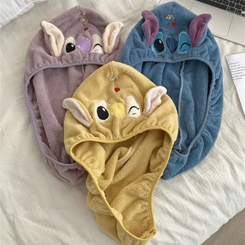 Disney Stitch Topi Rambut Kering Lucu Wanita Ins Lembut Kepribadian Kreatif Fashion Tas Pelajar Bandana Hadiah Liburan Rumah Kawaii