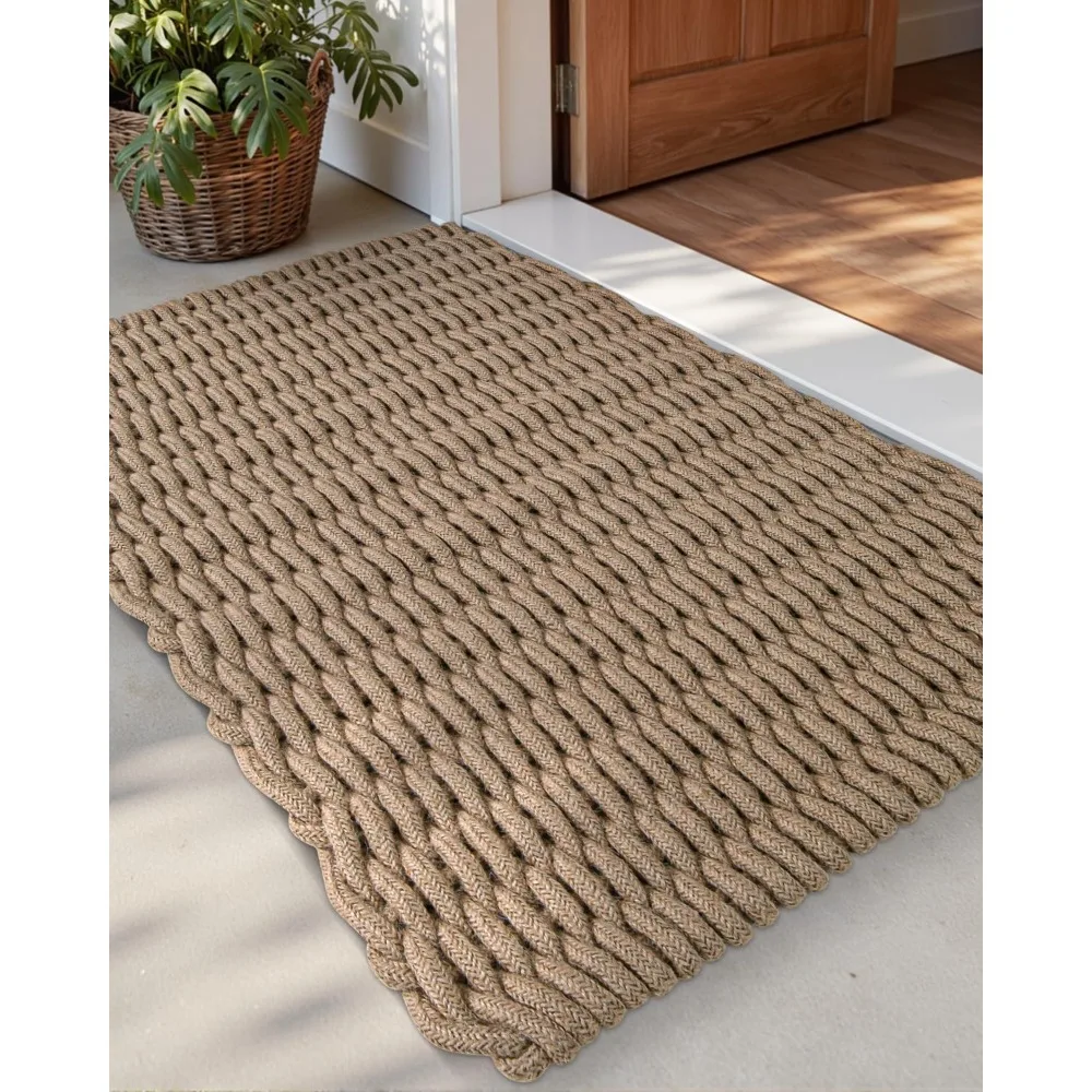 

Jute Door Mat for Front Entryway, 31x47 Braided Woven Doormat Outside Entrance, Dirt Trapper Natural Fiber Entry Mats for P
