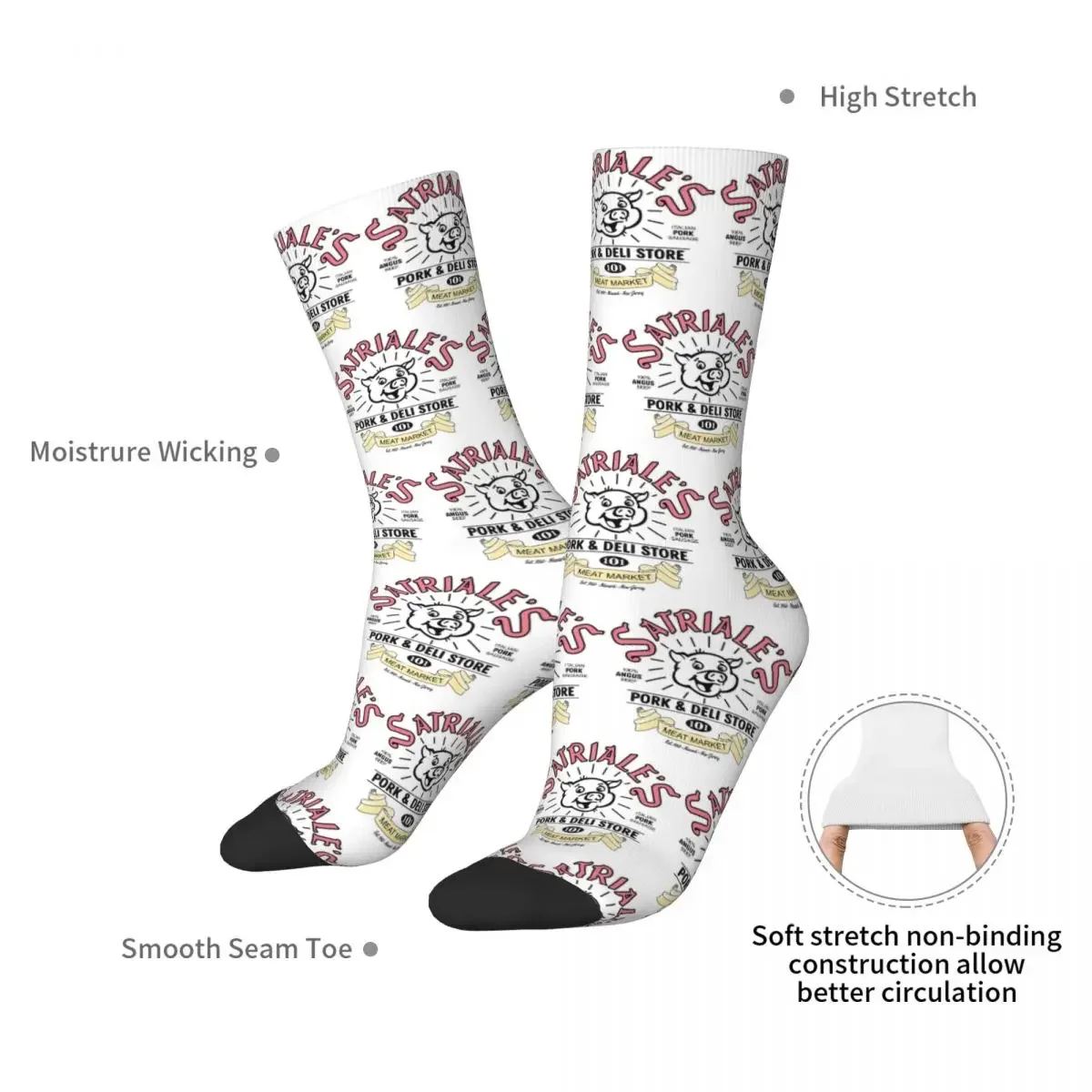 Satriale's Pork Store - Sopranos Socks Harajuku High Quality Stockings All Season Long Socks Accessories for Man's Woman's Gifts