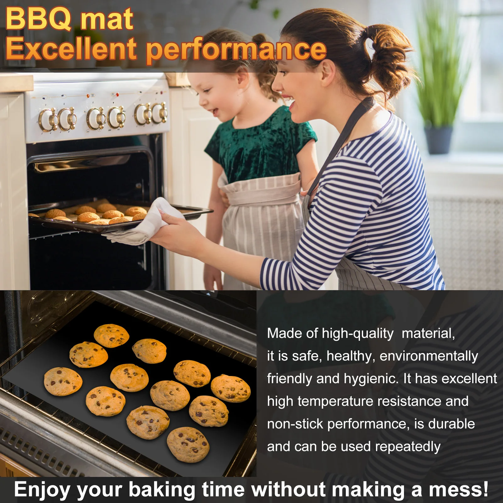 4pcs Oven Liners Grill Mat DIY Cuttable Non-Stick Oven Mat BBQ Grill Liners Reusable Barbecue Baking Liners Oven Protector Pad