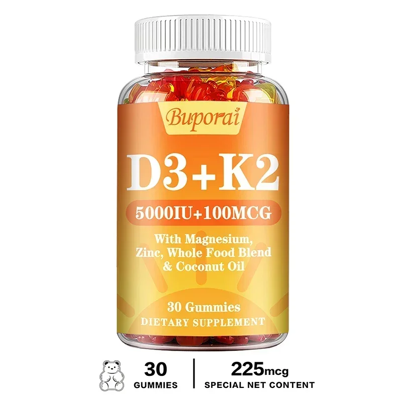 Vitamin D3 K2 Gummies - Strengthen Bones, Support Heart and Joint Health, Improve Immunity, Mood and Energy Levels
