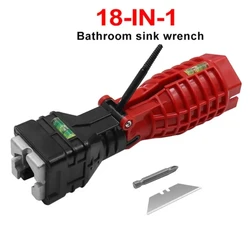 18 in 1 Multifunction Faucet Sink Installer Tool Pipe Wrench Plumbing Tool Water Pipe Spanner For Kitchen Bathroom Hand Tool