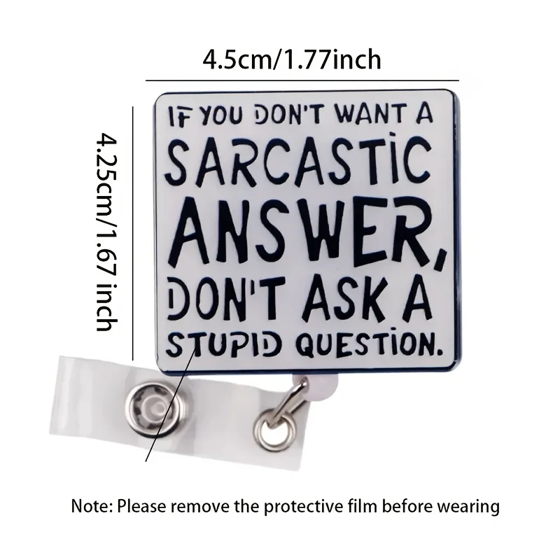 1 szt. zabawny klips do identyfikatora z wysuwanym sznurkiem, wytrzymały nylonowy sznurek, odpowiedni dla pracowników biurowych, pielęgniarek, studentów, lekarzy