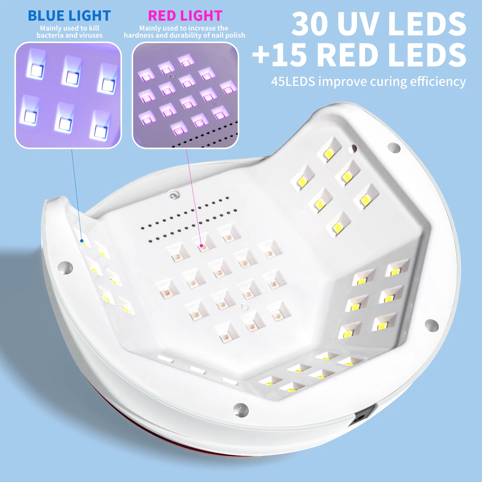 Nieuwe 45 LED-nagellamp Professionele gelnagel UV-lichtdroger met knop 4-timer LCD-scherm Snel uithardende gelnagellamp Salon Tool