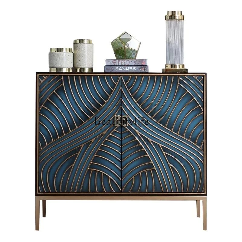 

lLight luxury style entrance shoe cabinet integrated partition American storage storage solid wood decorative cabinet