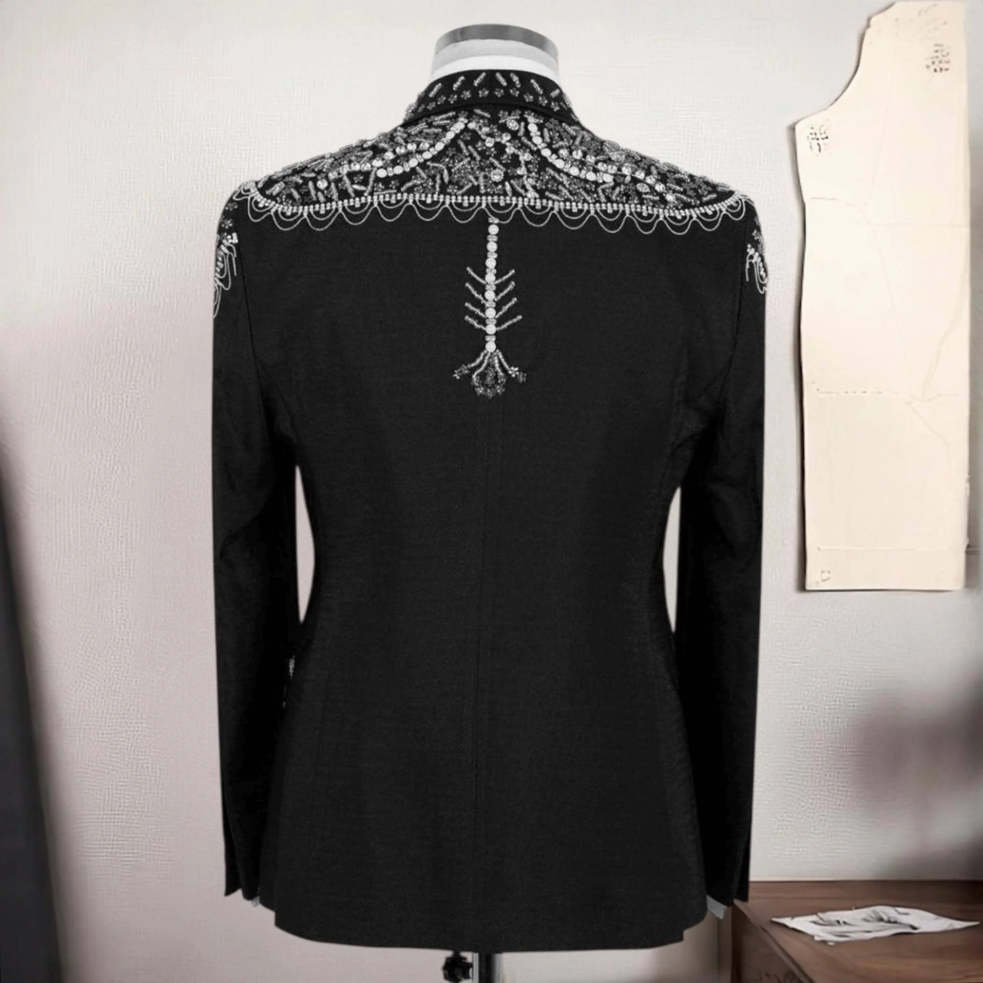 Exclusive Black Wedding Groom Suit, 2 Piece Jewelry Ornament Special Event Tuxedo, Prom Men's Suit