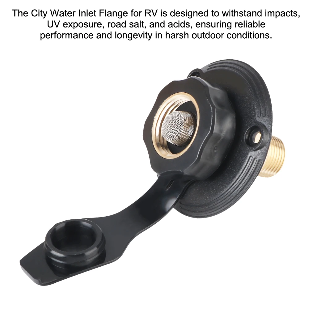 RV Water Inlet Replacement RV City Water Inlet City Water Fill Inlet Flange with Check Valve Brass for Camper RV White