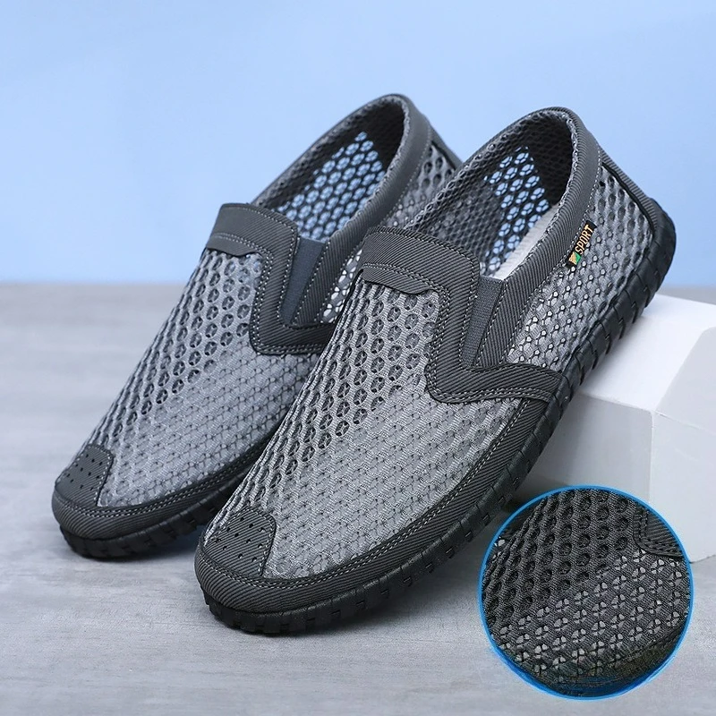 Men Casual Shoes Soft Sole Mesh Shoes Summer 2026 Non-slip Men Shoes Breathable Round Toe Sneakers Hollow Slip on Men's Sandals