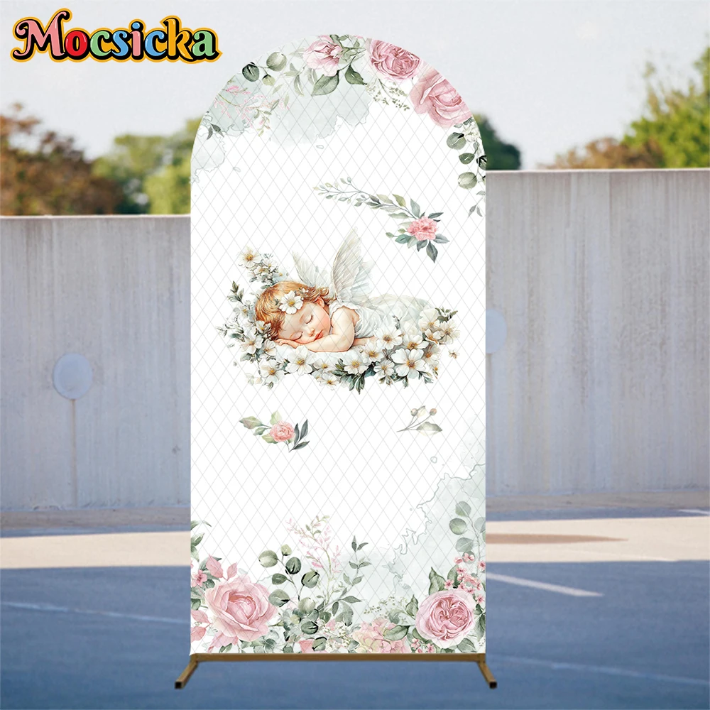 

Mocsicka Girl Communion Arch Backdrop Cover Cross Prayer Baptism Decoration Child Photo Arched Backgrounds Photography Photocall
