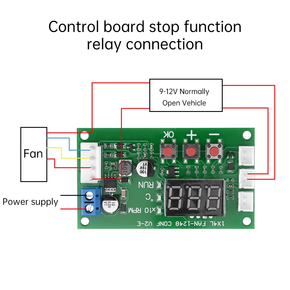 12-48V Digital Display Four-wire PWM Fan Temperature Control Speed Controller Signal 10V Support EC EBM Fan Can Be Shut Down