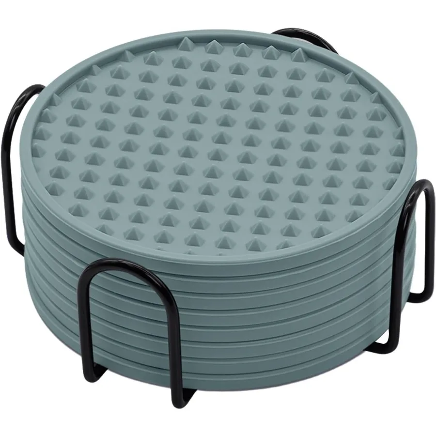 

Подставки для напитков из 8 предметов с держателями Подставки для напитков Набор из 8 силиконовых подставок для настольных чашек Нескользящие горячие или холодные муравьи