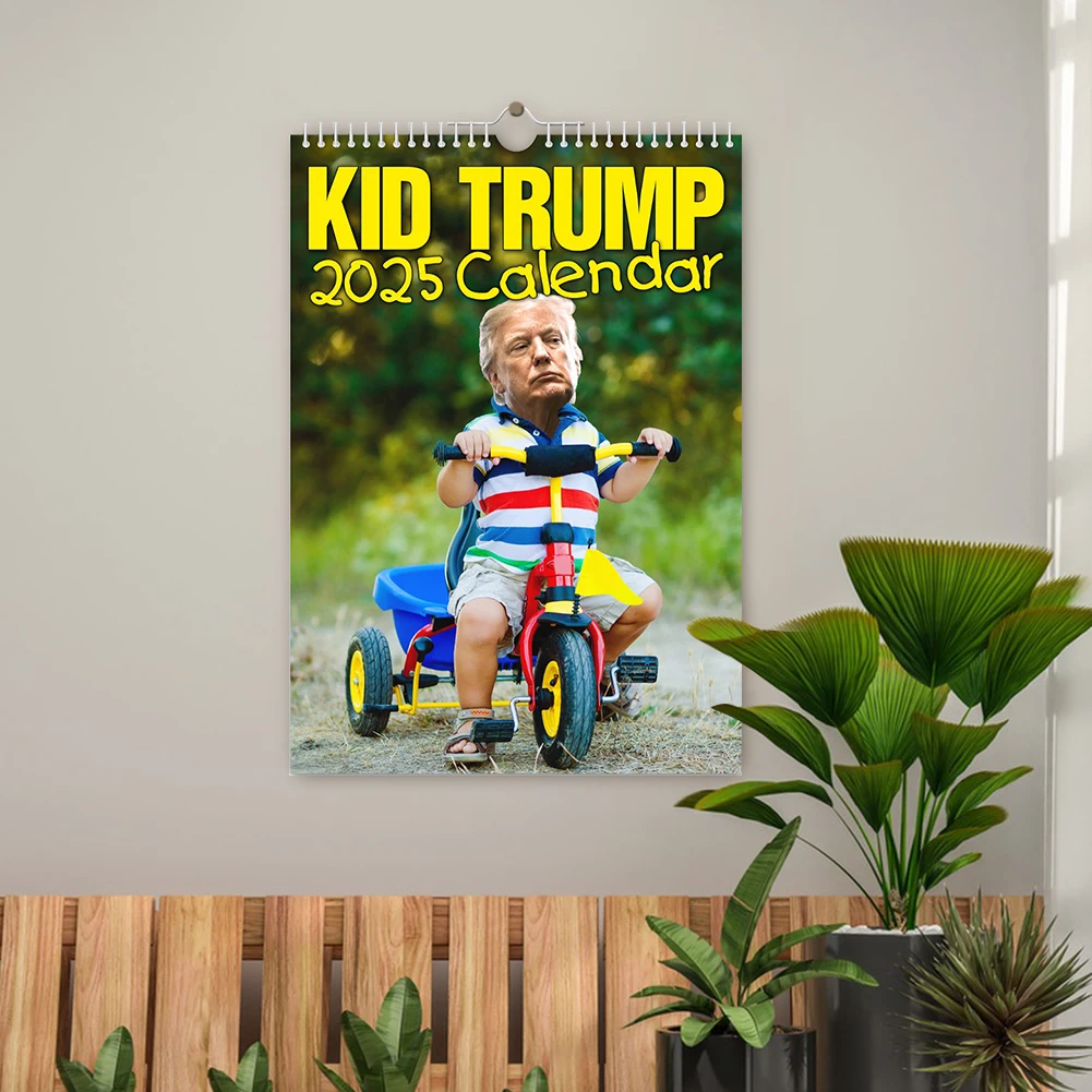 Calendario Trump 2025 The Trumpinator 2025 Calendario de pared Divertido tipo duro Donald Trump Calendario colgante Planificador para la oficina en casa