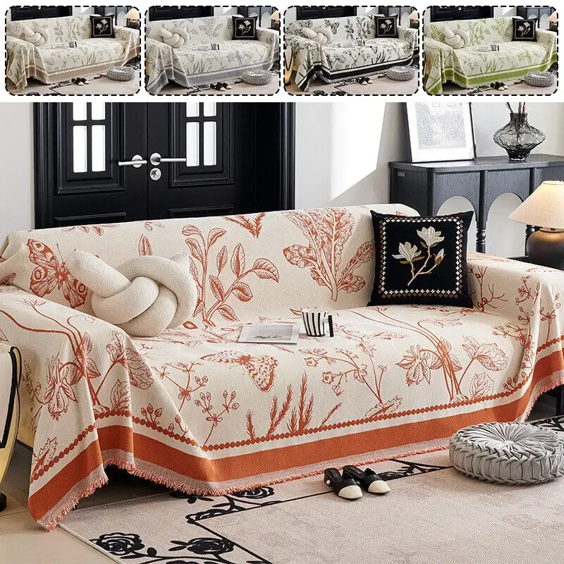 1PC Vintage Flower Thicken Chenille Sofa Cover Soft All Season Sofa Blanket Towel Fashion Lunch Blanket Sofa Towel Home Decor