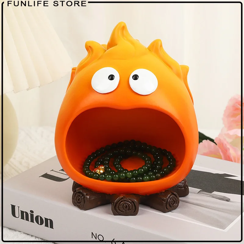 Calcifer Figure Cartoon Flame Firewood Creative Cute Entrance Key Storage Tray Home Desktop Decoration