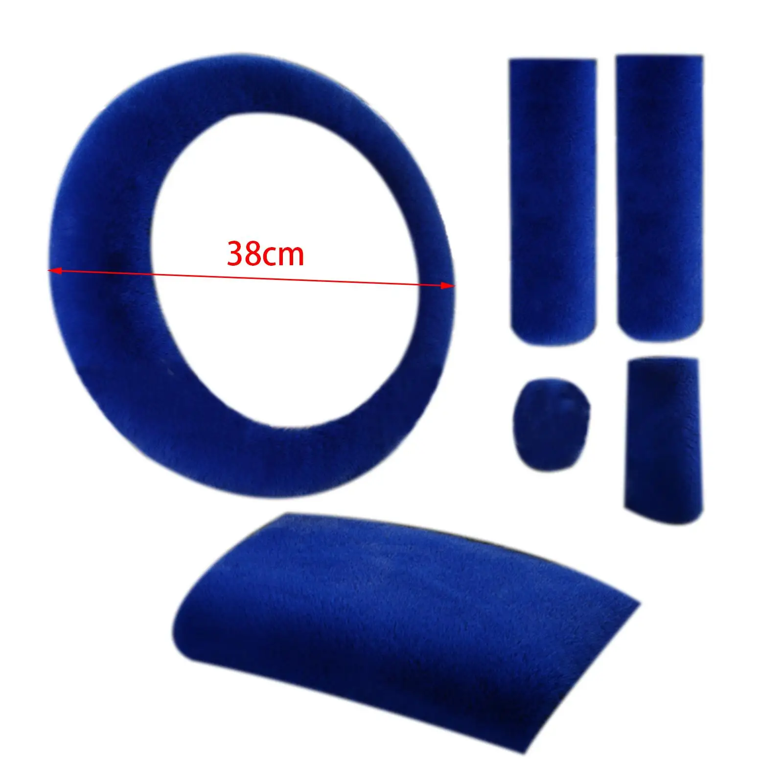6x Generic Plush Car Steering Wheel Cover Blue Breathable Central Control Storage Cover Warm Car Accessories Protective Cover