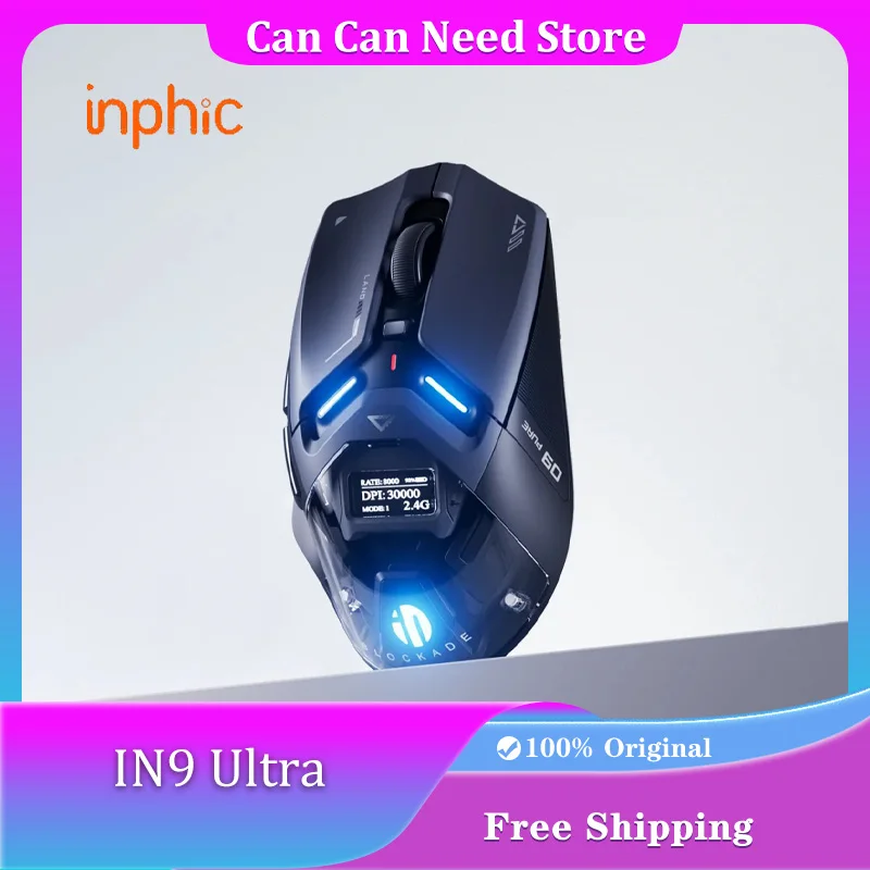 

INPHIC IN9 Ultra Gaming Mouse Tri Mode PAW3950 Sensor 30000DPI 8K Return Rate OLED Display Screen Ergonomic Mouse PC Accessories