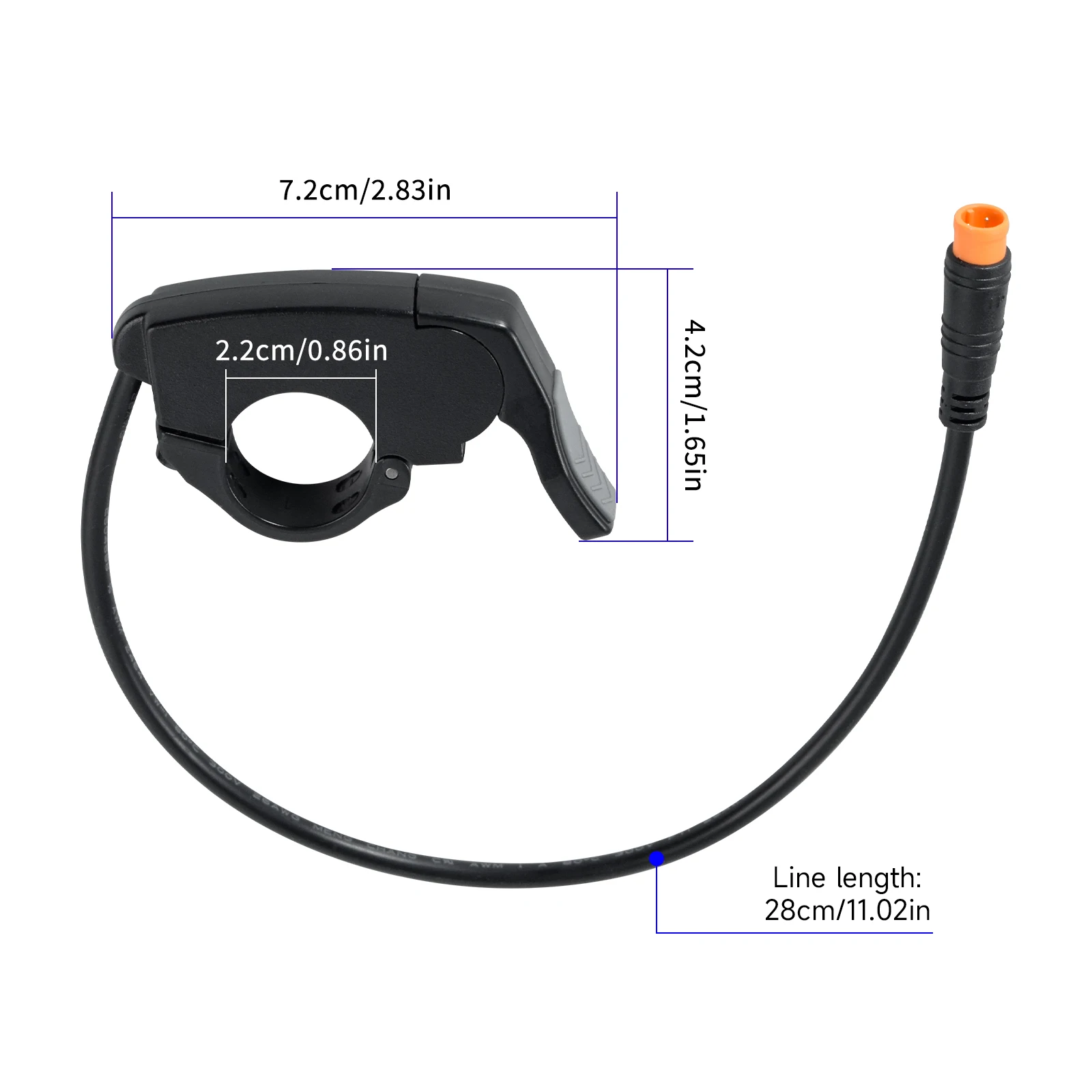 E-Bike 3-Pin Stecker Daumengashebel 36V 48V 60V 72V Links Rechts 22mm Lenker-Gaspedal für Elektrofahrrad Roller – Detail 3