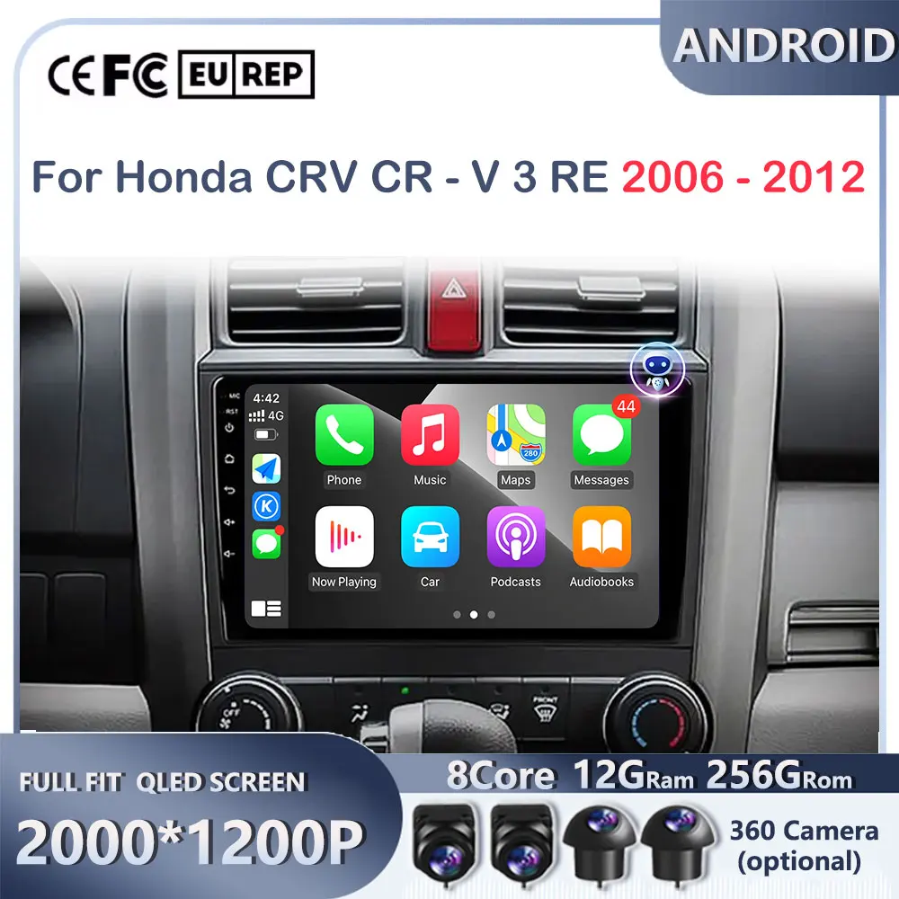 

4G Android 15 Carplay Auto WIFI Радио Стерео Мультимедийный Плеер 2din Головное Устройство Для Honda CRV CR-V 3 RE 2006-2012 Автомобиль