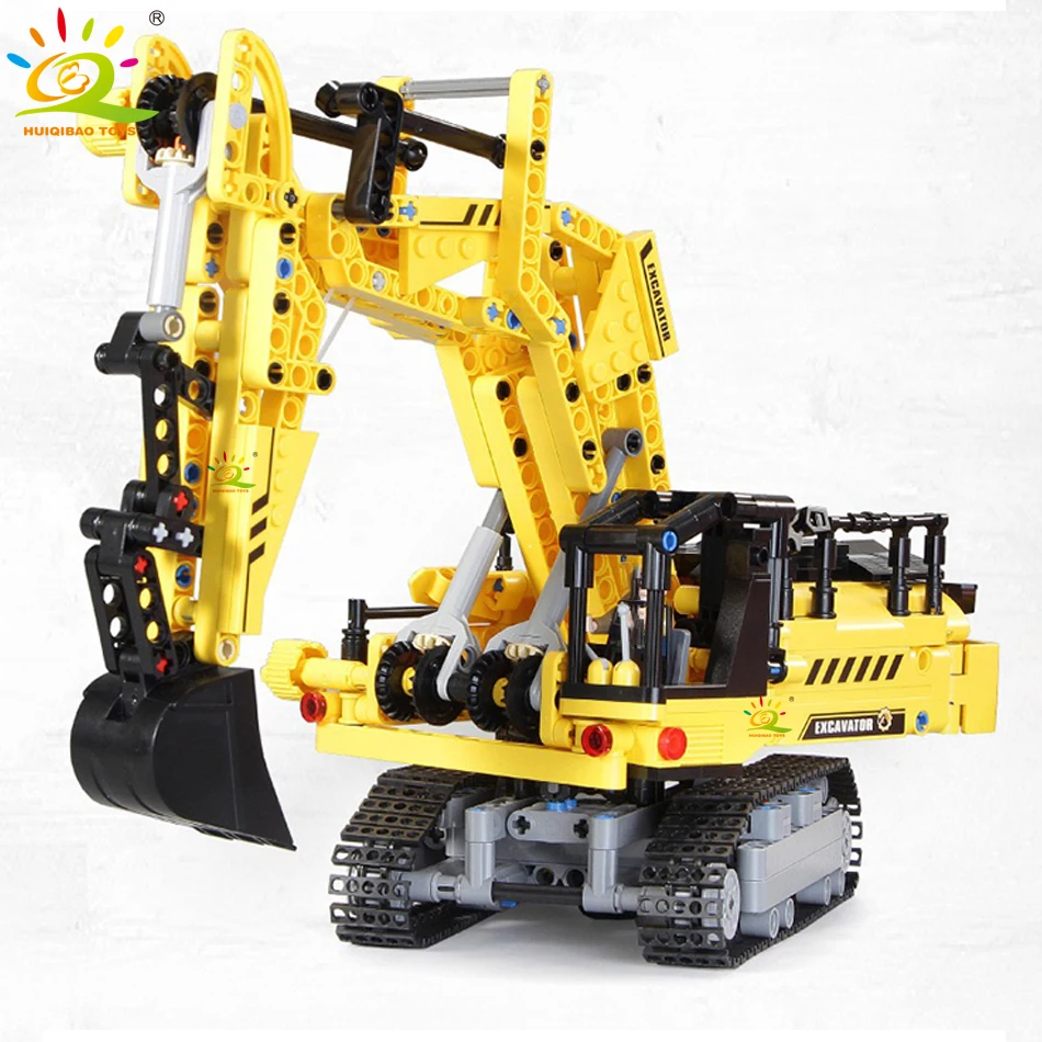 HUIQIBAO 841 pièces MOC ingénierie pelle camion blocs de Construction véhicule voiture briques ville Construction jouets pour enfants garçons