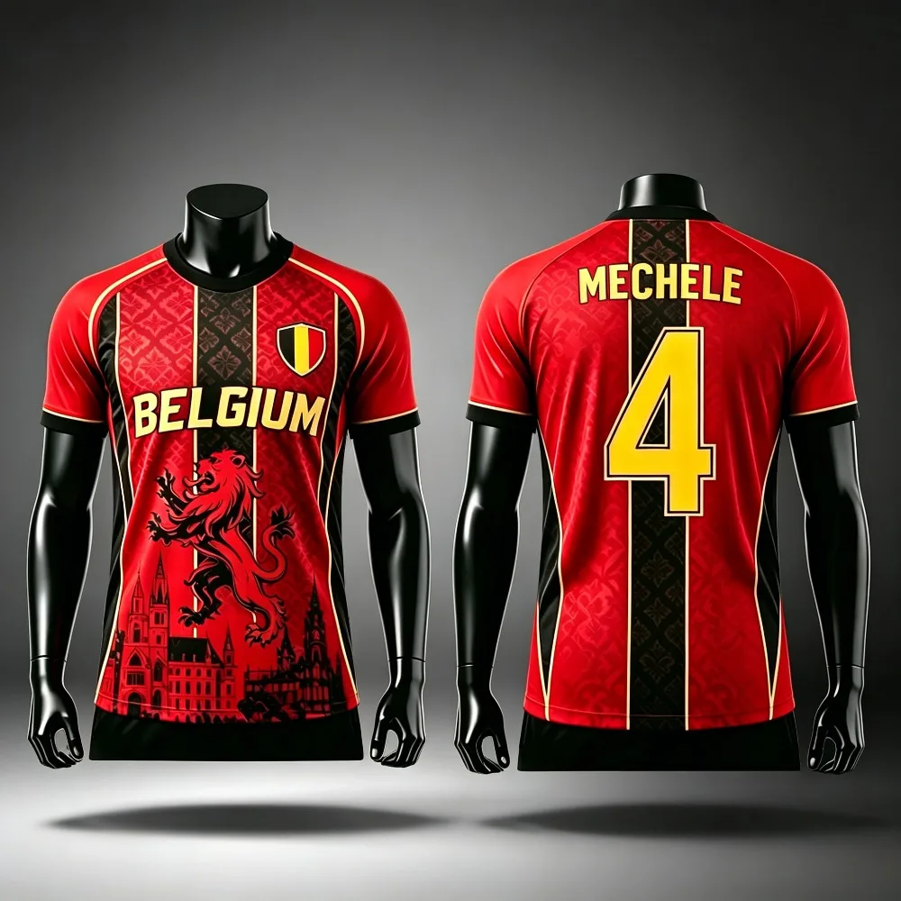 Belgium Summer Football Jersey Men Fashion Breathable Quick-Dry Soccer Vintage T-shirt Outdoor Training Casual Street Sport - view 2